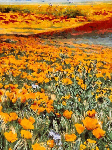 Yellow Meadow VIII White Modern Wood Framed Art Print with Double Matting by Medeiros, Celito