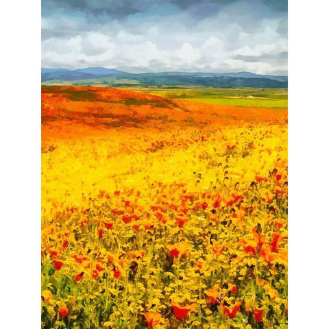 Yellow Meadow X White Modern Wood Framed Art Print by Medeiros, Celito