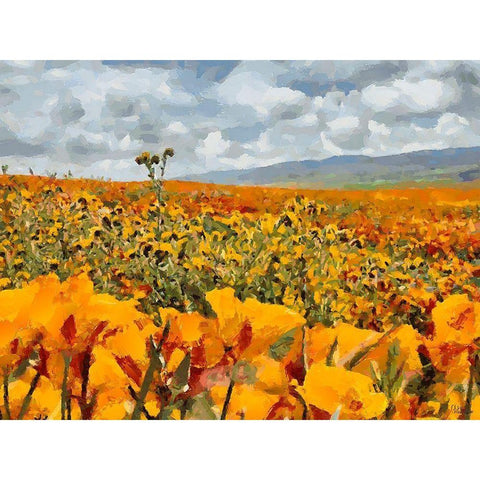 Yellow Meadow XI Gold Ornate Wood Framed Art Print with Double Matting by Medeiros, Celito