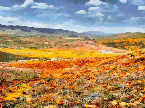 Yellow Meadow XII Black Ornate Wood Framed Art Print with Double Matting by Medeiros, Celito