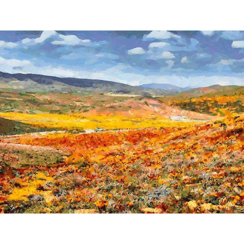 Yellow Meadow XII Gold Ornate Wood Framed Art Print with Double Matting by Medeiros, Celito