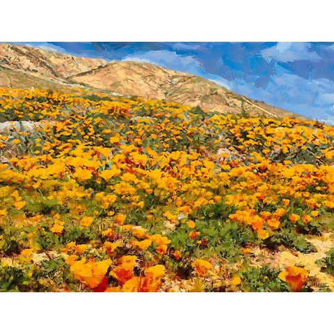 Yellow Meadow XIII White Modern Wood Framed Art Print by Medeiros, Celito