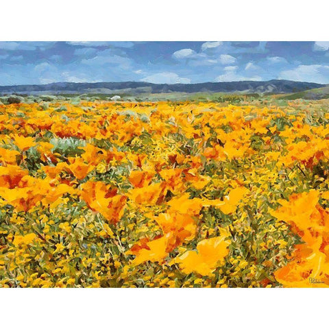 Yellow Meadow XIV Gold Ornate Wood Framed Art Print with Double Matting by Medeiros, Celito