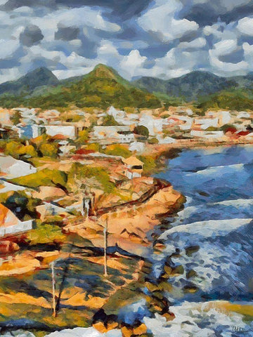 Beach in Brazil Black Ornate Wood Framed Art Print with Double Matting by Medeiros, Celito