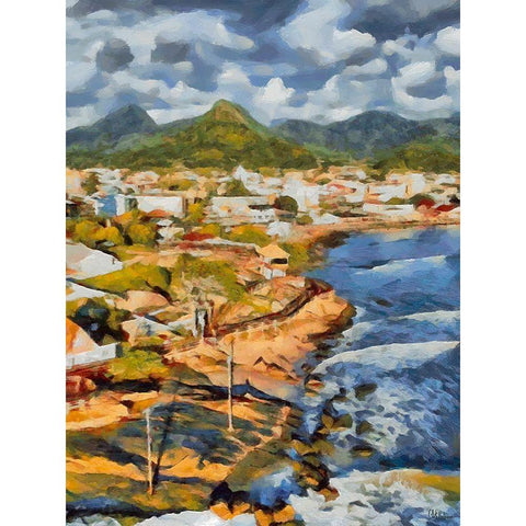 Beach in Brazil Gold Ornate Wood Framed Art Print with Double Matting by Medeiros, Celito