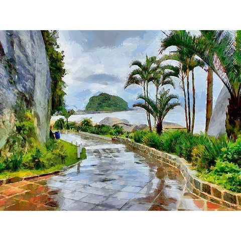 Road to the Beach Black Modern Wood Framed Art Print with Double Matting by Medeiros, Celito