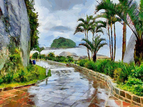 Road to the Beach White Modern Wood Framed Art Print with Double Matting by Medeiros, Celito