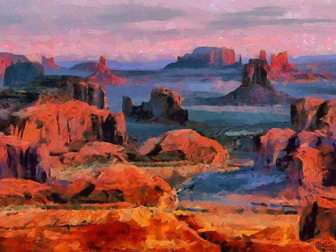 Monument Valley NP 1 Black Ornate Wood Framed Art Print with Double Matting by Medeiros, Celito