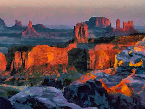 Monument Valley NP 2 White Modern Wood Framed Art Print with Double Matting by Medeiros, Celito