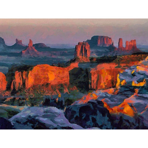 Monument Valley NP 2 Black Modern Wood Framed Art Print with Double Matting by Medeiros, Celito