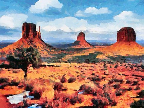 Monument Valley NP 4 White Modern Wood Framed Art Print with Double Matting by Medeiros, Celito