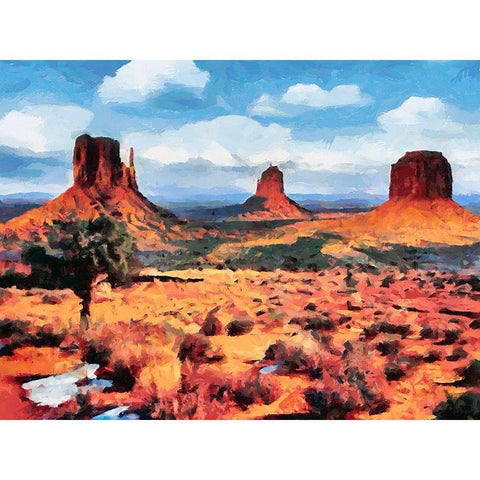 Monument Valley NP 4 Black Modern Wood Framed Art Print with Double Matting by Medeiros, Celito