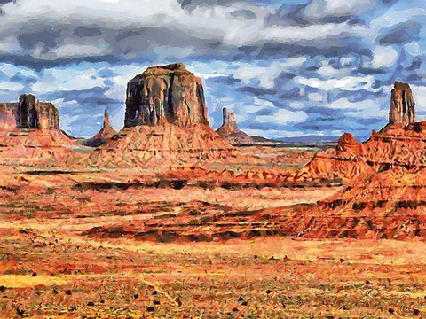 Monument Valley NP 5 Black Ornate Wood Framed Art Print with Double Matting by Medeiros, Celito