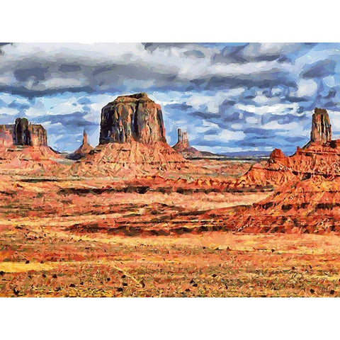 Monument Valley NP 5 Black Modern Wood Framed Art Print with Double Matting by Medeiros, Celito
