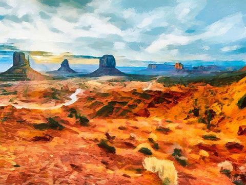 Monument Valley NP 6 White Modern Wood Framed Art Print with Double Matting by Medeiros, Celito