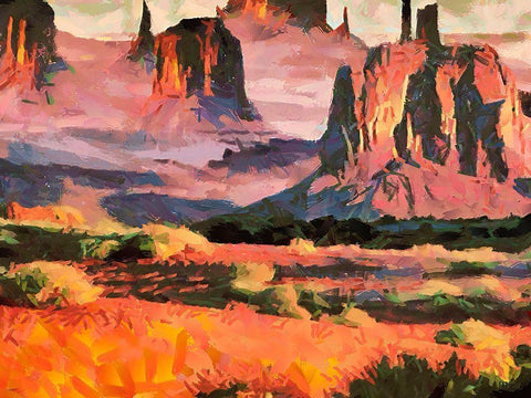 Monument Valley NP 8 Black Ornate Wood Framed Art Print with Double Matting by Medeiros, Celito