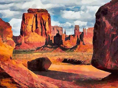 Monument Valley NP 9 Black Ornate Wood Framed Art Print with Double Matting by Medeiros, Celito