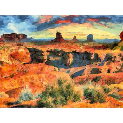 Monument Valley NP 10 Black Modern Wood Framed Art Print with Double Matting by Medeiros, Celito