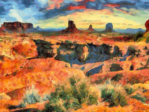 Monument Valley NP 10 Black Ornate Wood Framed Art Print with Double Matting by Medeiros, Celito