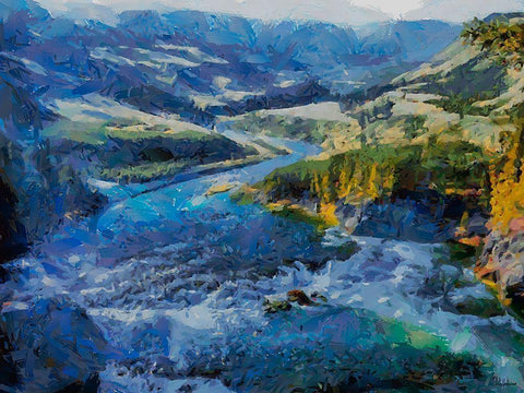 Great Yellowstone NP 15 White Modern Wood Framed Art Print with Double Matting by Medeiros, Celito