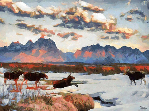 Grand Teton NP 2 White Modern Wood Framed Art Print with Double Matting by Medeiros, Celito