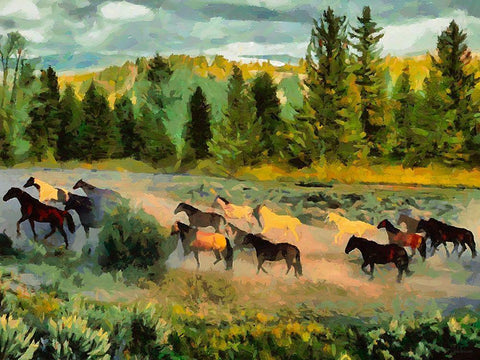 Grand Teton NP 4 Black Ornate Wood Framed Art Print with Double Matting by Medeiros, Celito