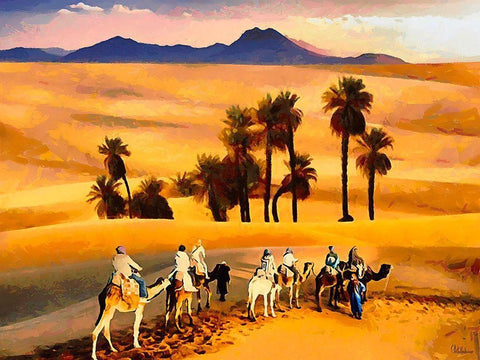 Arabic Landscape IX Black Ornate Wood Framed Art Print with Double Matting by Medeiros, Celito