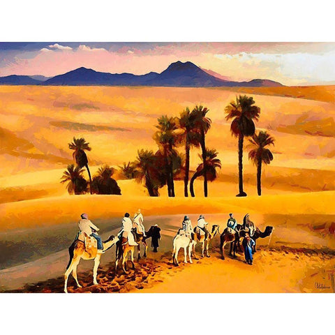Arabic Landscape IX Black Modern Wood Framed Art Print with Double Matting by Medeiros, Celito