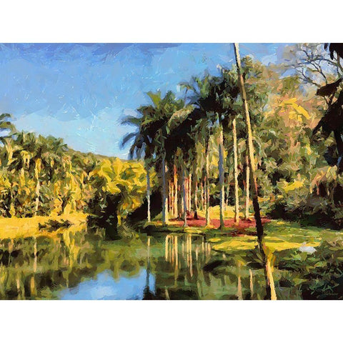 Lake in Tropical Garden XI Gold Ornate Wood Framed Art Print with Double Matting by Medeiros, Celito