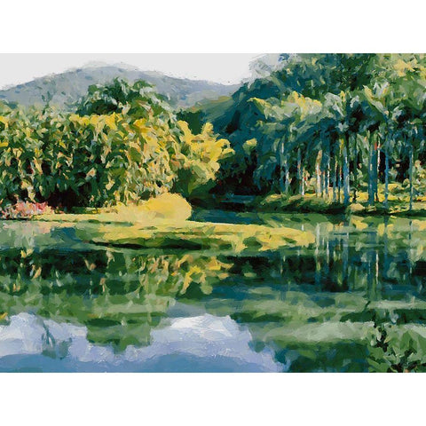 Lake in Tropical Garden XIII Gold Ornate Wood Framed Art Print with Double Matting by Medeiros, Celito