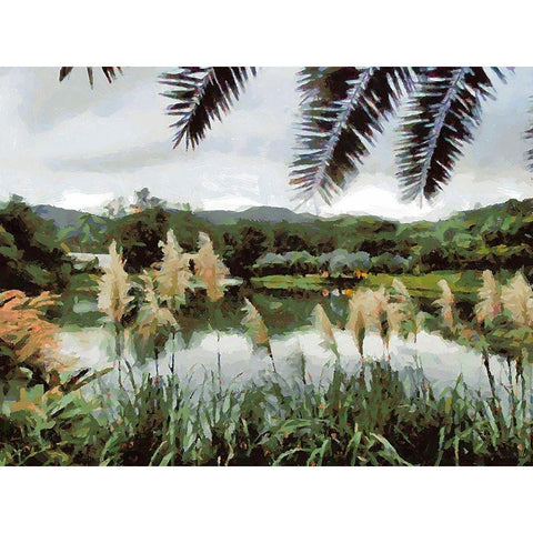 Lake in Tropical Garden XIV Gold Ornate Wood Framed Art Print with Double Matting by Medeiros, Celito