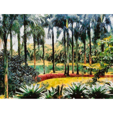 Lake in Tropical Garden XV Gold Ornate Wood Framed Art Print with Double Matting by Medeiros, Celito