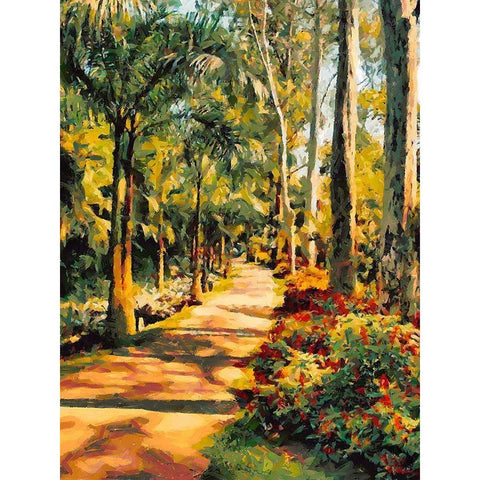 Road lined with Palm Trees Gold Ornate Wood Framed Art Print with Double Matting by Medeiros, Celito
