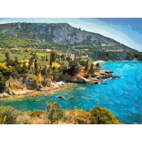 Blue Sea I Black Modern Wood Framed Art Print with Double Matting by Medeiros, Celito