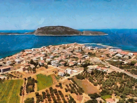 Blue Sea II White Modern Wood Framed Art Print with Double Matting by Medeiros, Celito