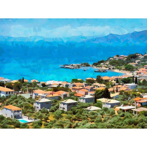 Blue Sea III White Modern Wood Framed Art Print by Medeiros, Celito