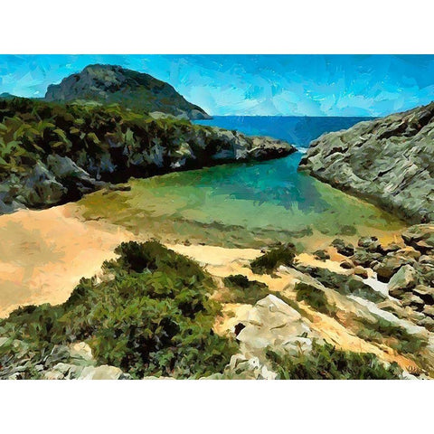 Blue Sea IV Gold Ornate Wood Framed Art Print with Double Matting by Medeiros, Celito