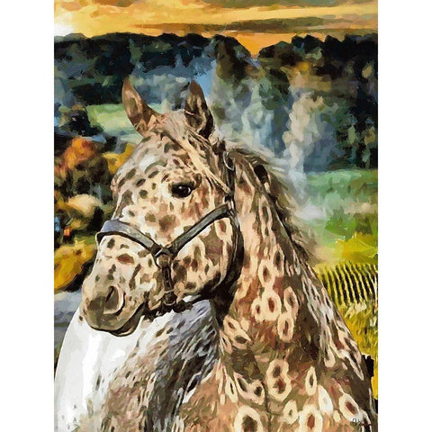 Light Brown Horse Gold Ornate Wood Framed Art Print with Double Matting by Medeiros, Celito