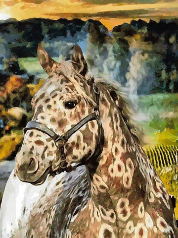 Light Brown Horse White Modern Wood Framed Art Print with Double Matting by Medeiros, Celito