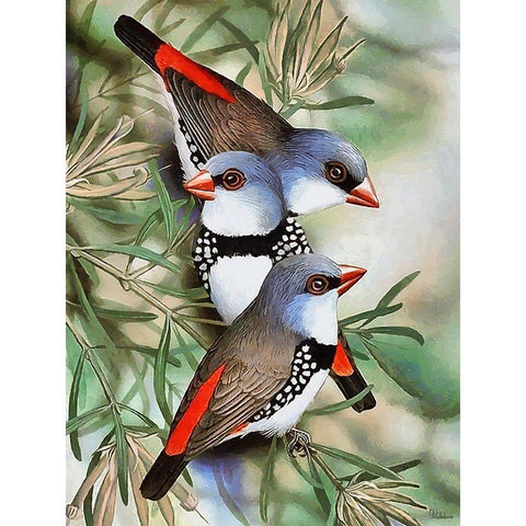 Three Birds Gold Ornate Wood Framed Art Print with Double Matting by Medeiros, Celito