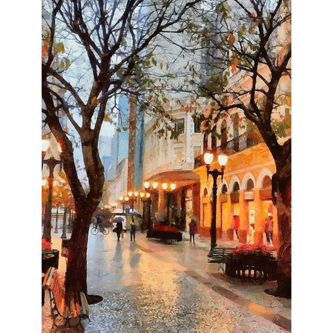 Early Evening in the City White Modern Wood Framed Art Print by Medeiros, Celito