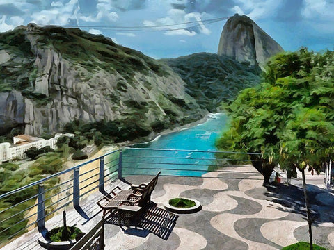 View in Rio de Janeiro White Modern Wood Framed Art Print with Double Matting by Medeiros, Celito