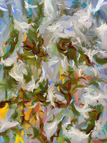 Abstract IV White Modern Wood Framed Art Print with Double Matting by Medeiros, Celito