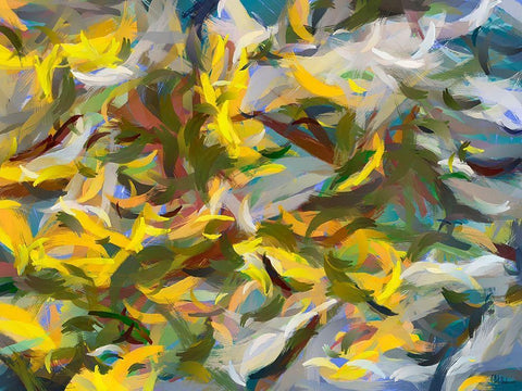 Abstract V Black Ornate Wood Framed Art Print with Double Matting by Medeiros, Celito