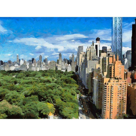 View to the Central Park II Black Modern Wood Framed Art Print with Double Matting by Medeiros, Celito