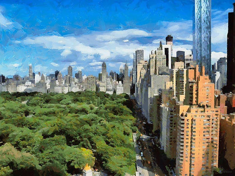 View to the Central Park II White Modern Wood Framed Art Print with Double Matting by Medeiros, Celito