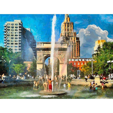 My lovely New York XXIV Gold Ornate Wood Framed Art Print with Double Matting by Medeiros, Celito