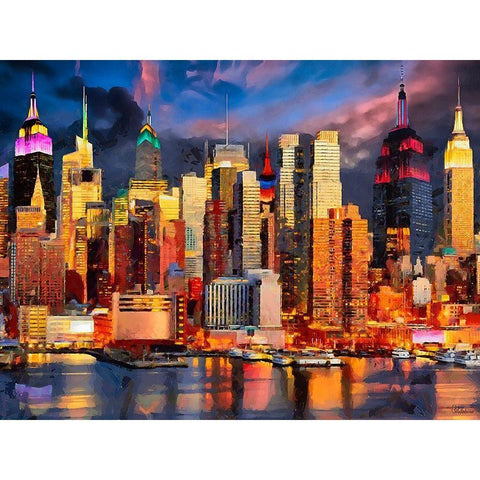 My lovely New York XXVIII Gold Ornate Wood Framed Art Print with Double Matting by Medeiros, Celito