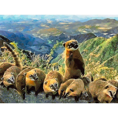 Meeting Black Modern Wood Framed Art Print with Double Matting by Medeiros, Celito