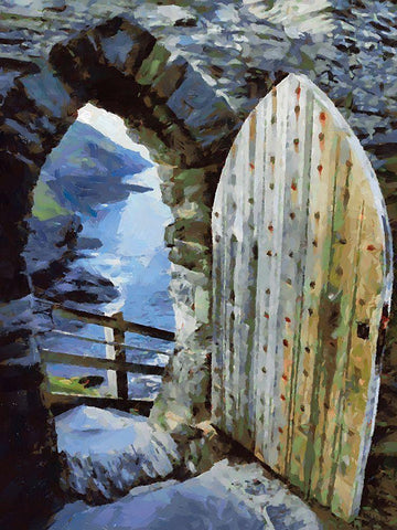 Door Collection I White Modern Wood Framed Art Print with Double Matting by Medeiros, Celito